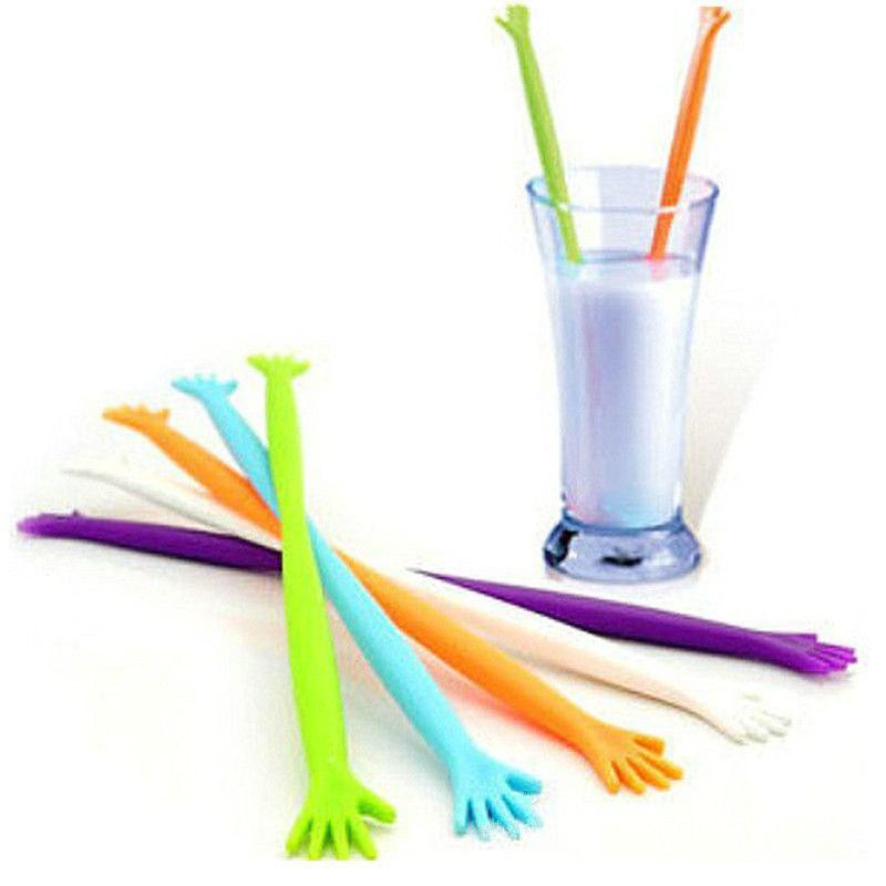 Мішалки для напоїв пластикові коктейльні мішалки для кави та коктейлів у формі руки 5 штук різнобарвний Київ - фото 15