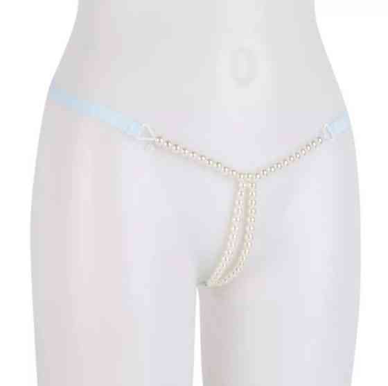 Трусы с бусами голубые эротические - размер универсальный, (на резинке) Киев