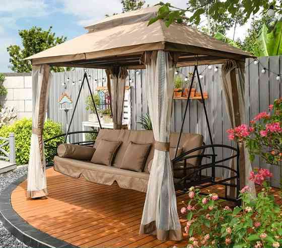 Cадова гойдалка + павільйон JUST GARDEN PANAMA Б6686 Коричневий Київ