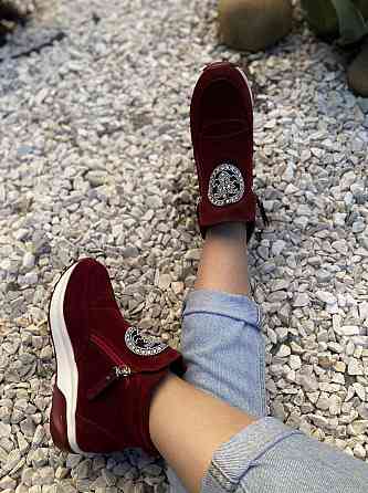 Черевики жіночі VEAGIA бордові еко-замша высота 12см подошва 3см ( -3) Коломия