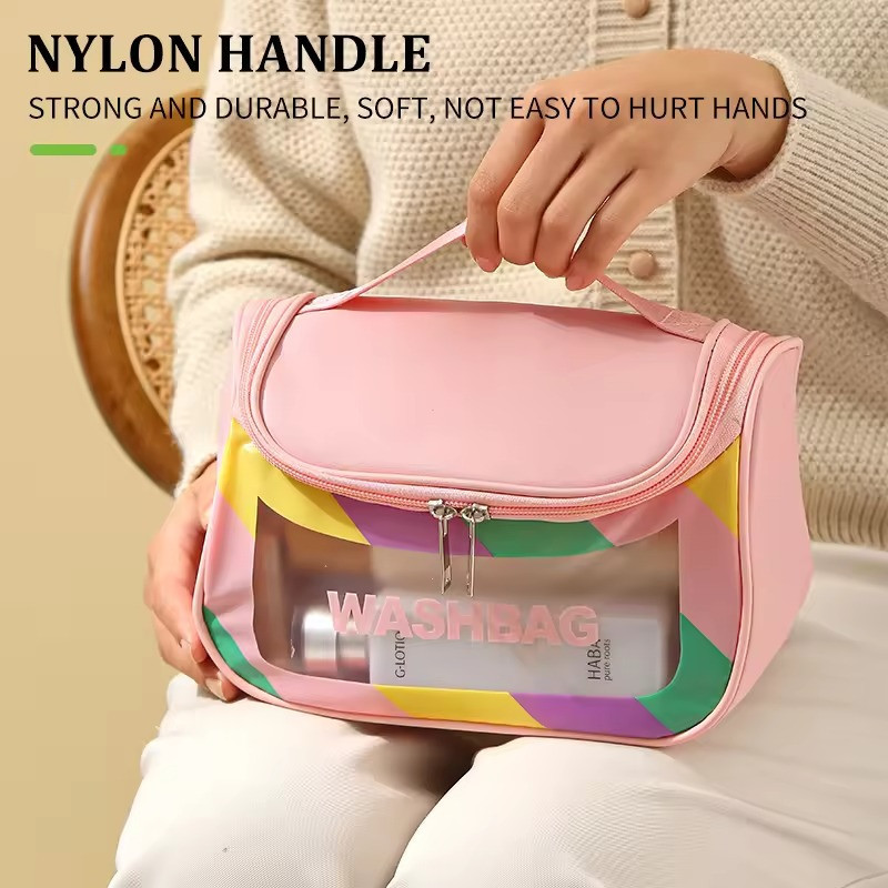 Косметичка женская прозрачная, для ванных пренадлежностей, дорожная, водонепроницаемая, розовая Каменец-Подольский - изображение 5