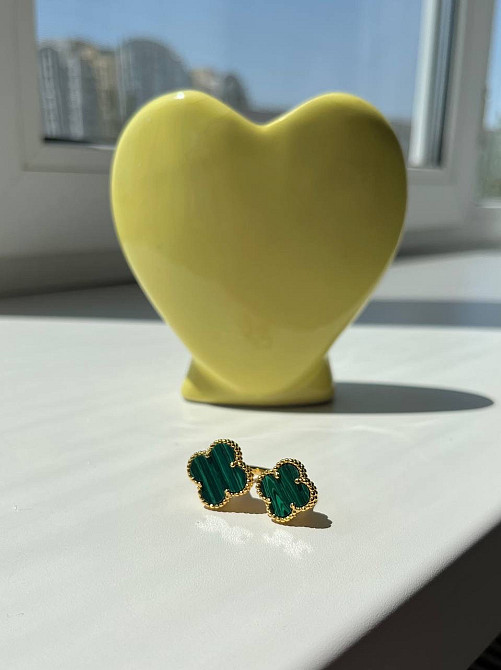 Van Cleef кольцо позолота 18 К / кольцо клевер двойное зеленое в золоте Одесса - изображение 10