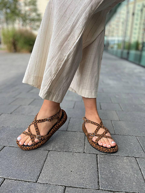 Dino Vittorio Босоніжки замшеві жіночі леопардові літні / Босоніжки натуральна замша Dino Vitto Коломыя - изображение 5