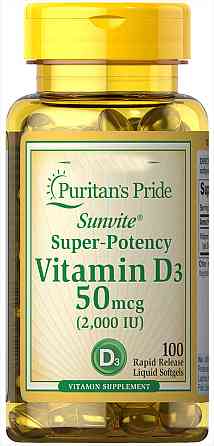 Вітамін D3 Puritan's Pride Vitamin D3 2000iu 100 Softgels Луцьк