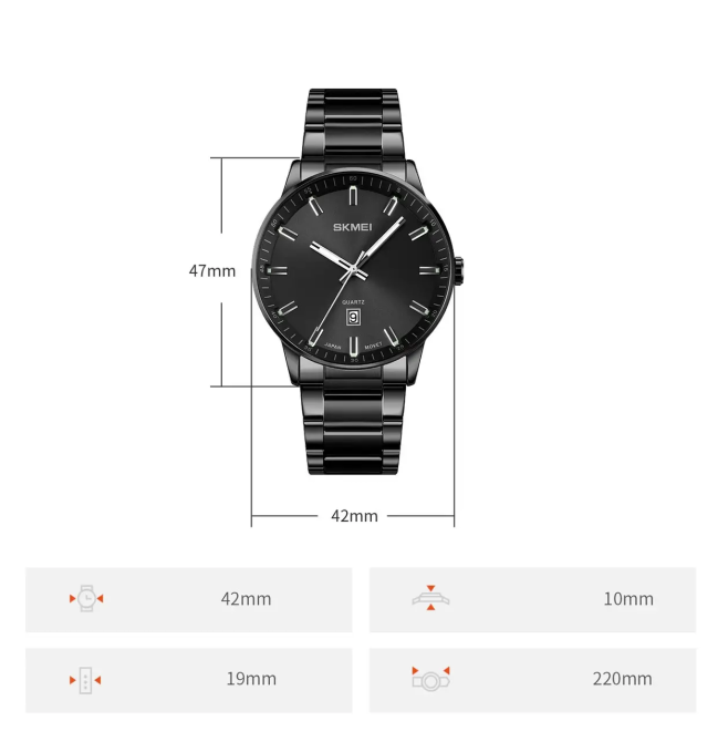 Мужские наручные классические часы Skmei 1878 (Черные) Винница - изображение 8