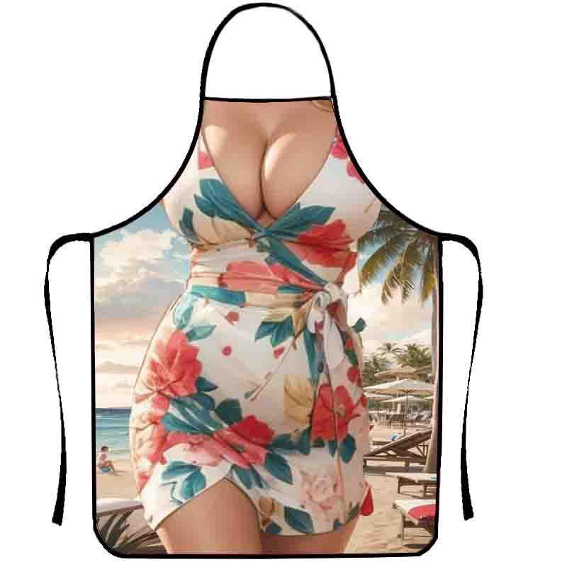 Фартух прикольний дівчина в сукні з квітками 80 на 60 см різнобарвний Київ - фото 1