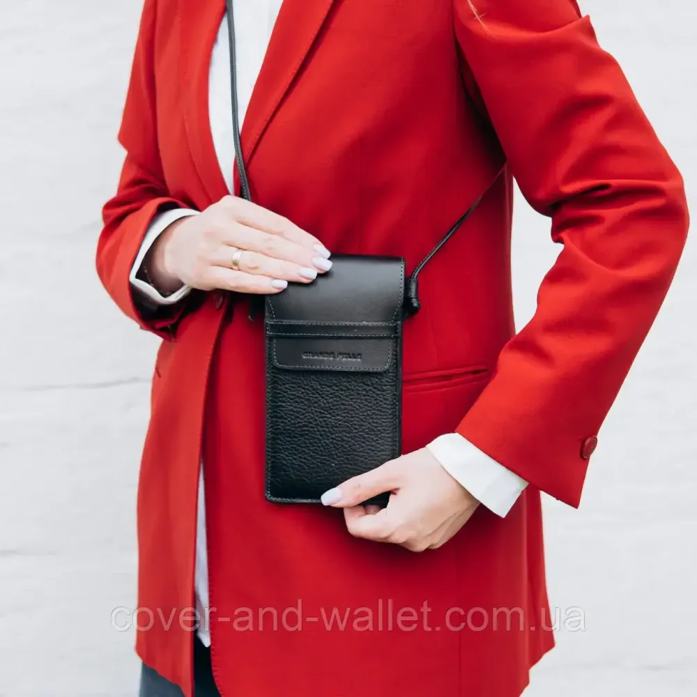 Стильна жіноча міні-сумка чорного кольору із натуральної шкіри Grande Pelle 70371010 Київ - фото 2