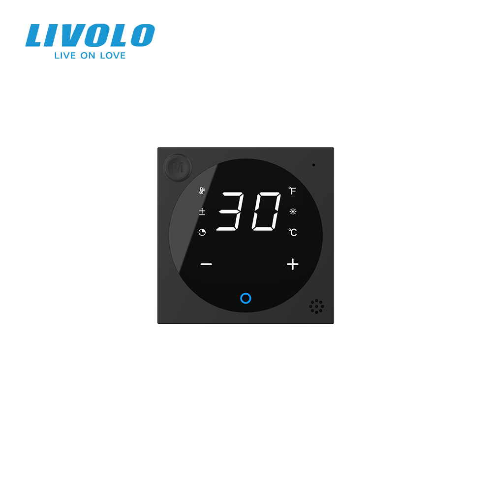 Розумний Wi-Fi терморегулятор (термостат) сенсорний програмований для електричної теплої підлоги LIVOLO, чорний, модуль без рамки (VL-FCQ1Z2-2BPS23) Коломыя - изображение 9