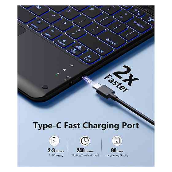 Чохол з клавіатурою кейс Harvopu for iPad Air 13 і Pro 12.9 Чорний мультитач трекпад 7 кольорів підсвітка магнітна клавіатура Київ