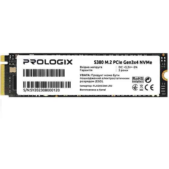 Накопичувач SSD  256GB Prologix S380 M.2 2280 PCIe 3.0 x4 NVMe TLC (PRO256GS380) ( M.2 2280 ) Харьков