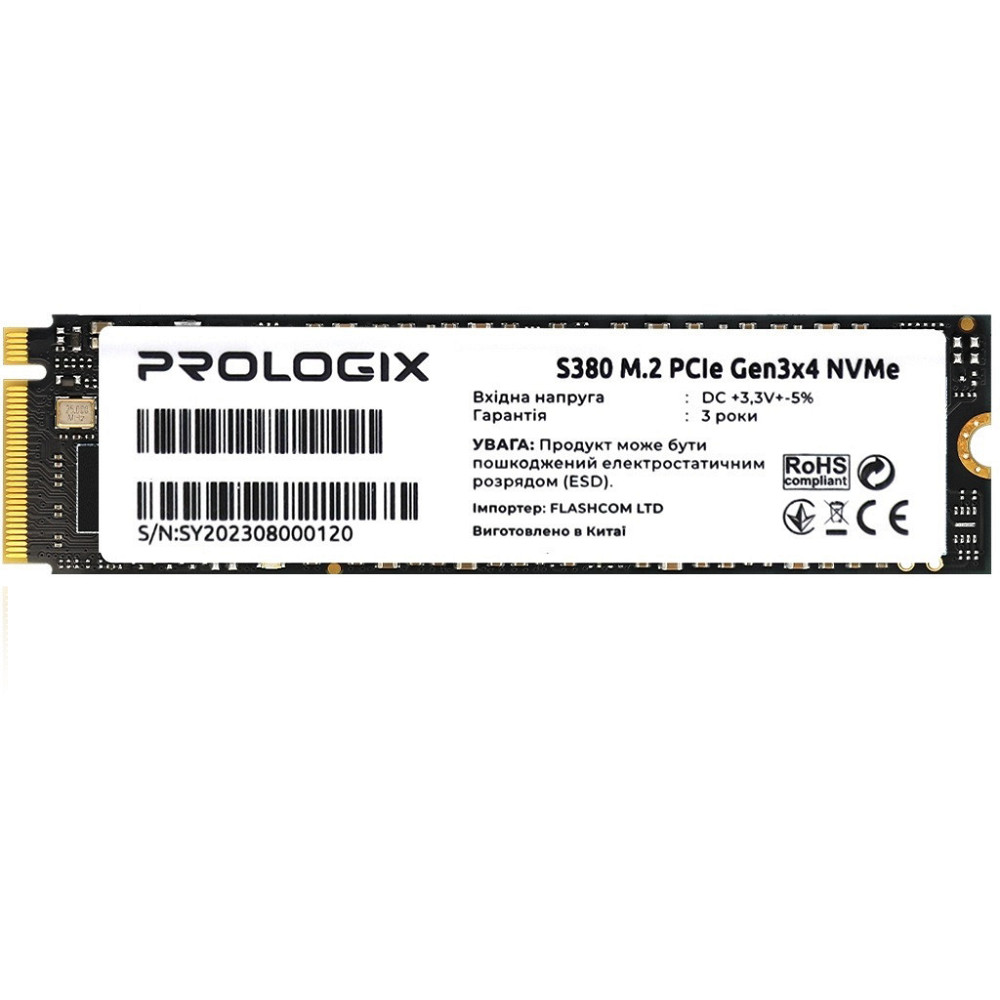 Накопичувач SSD  256GB Prologix S380 M.2 2280 PCIe 3.0 x4 NVMe TLC (PRO256GS380) ( M.2 2280 ) Харьков - изображение 1