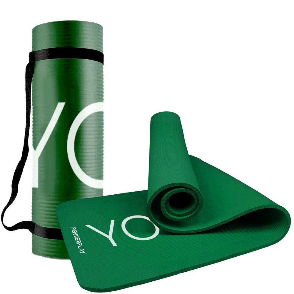Килимок гімнастичний для йоги та фітнесу PowerPlay 4151 NBR Performance Mat Зелений, 183x61x1.5 см Київ - фото 1