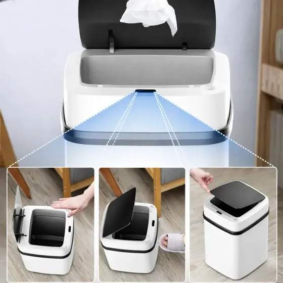 Автоматическое ведро для мусора на 10л с сенсором на батарейках (2хАА) / Сенсорное ведро с авто открытием Коломыя