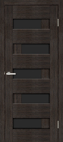 Міжкімнатні двері Оміс Доміно чорне скло Венге 700х2000 мм Київ - фото 1