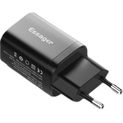Зарядний пристрій Essager 1xUSB + 1xUSB-C PD30W black (ECTPQS-ZTB01) Вінниця - фото 2