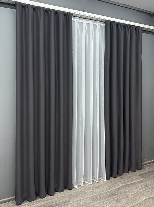 Комплект готовых штор VR-Textil Bagema Rvs № 1241ш Темно-серый 150х295 см 2 шт (33-0620) Киев - изображение 4