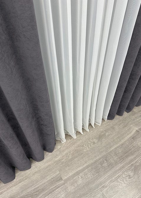 Шторна тканина мікровелюр Petek YL колір графітовий 1706ш Київ - фото 5