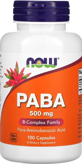 Пара-Аминобензойная Кислота (ПАБК) NOW PABA 500mg 100 caps Киев - изображение 1