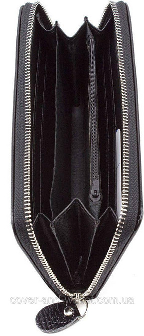 Елегантний жіночий гаманець на блискавці чорного кольору Київ - фото 3