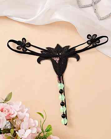 Труси з намистом фосфорні one size чорний Київ