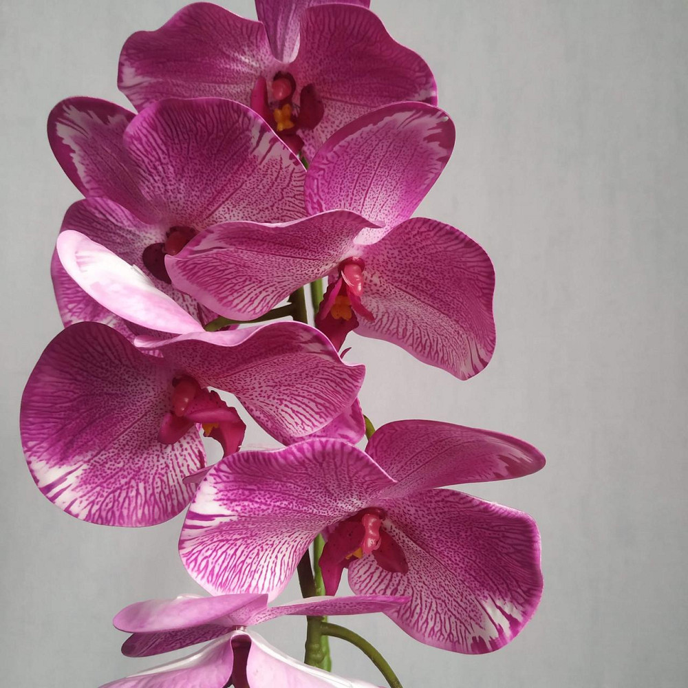 Штучна латексна орхідея VIP у бузковому керамічному кашпо на одну бузкову гілку Дніпро - фото 3