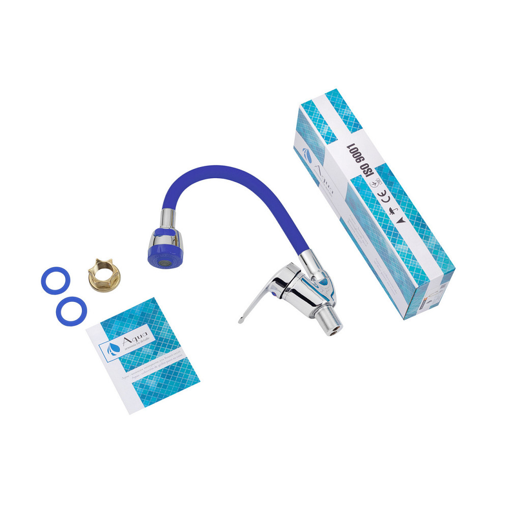 Смеситель для кухни Agua Sevilla гибкий - C039AZU хром/синий Киев - изображение 6