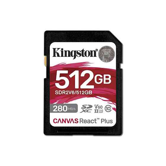 Карта пам'яті SDXC (UHS-II U3) Kingston Canvas React Plus 512Gb class 10 V60 (R280MB/s, W150MB/s) Київ