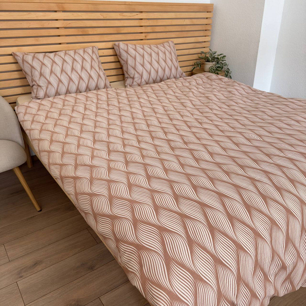 Постельное белье бязь Евро Орнамент 100% хлопок YouStar (Бежевый) Сумы - изображение 6