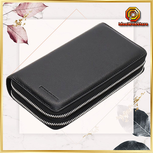 Місткий чоловічий клатч з двома відділеннями на блискавці з натуральної шкіри Marco Coverna Чорний Київ - фото 1