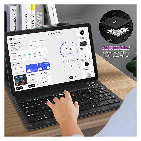 Чохол-клавіатура TENGWUDZ для Lenovo Tab M11 TB330FU TB330XU 11 дюймів чорний шкіряний Bluetooth знімна QWERTZ Київ