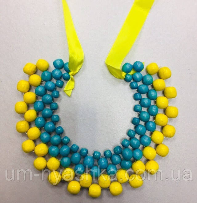 Намисто дерев'яне жовто-синє кольє Кривий Ріг - фото 2