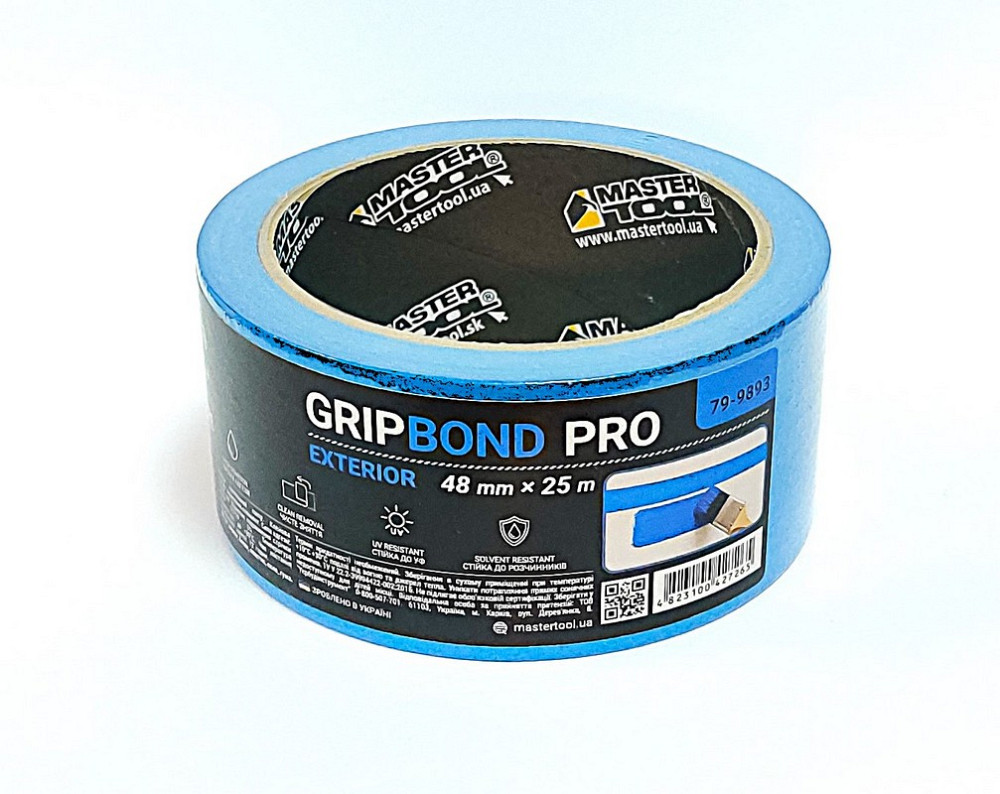 MASTERTOOL Стрічка малярна для фасадних робіт MASTERTOOL GripBond Pro Exterior 48 мм×25 м синя Коломия - фото 1