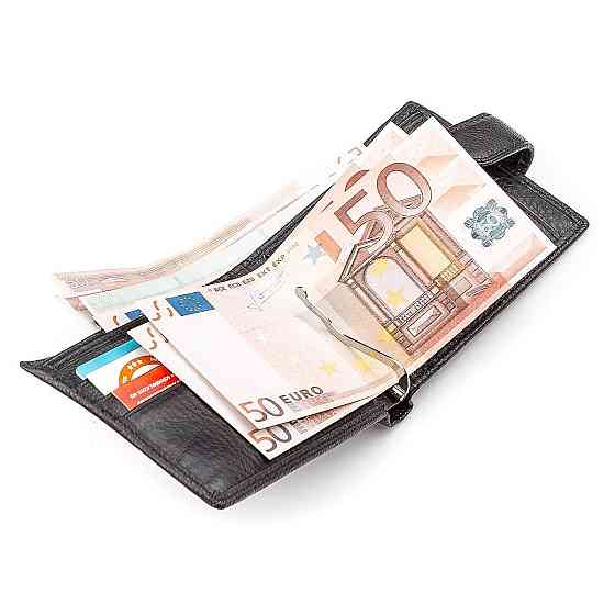 Чоловічий гаманець ST Leather 18309 (ST113-1) із Затискачачем для грошей Чорний Київ