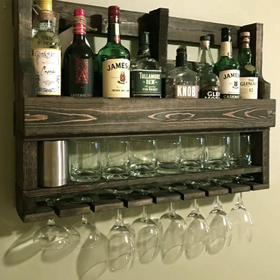 Настінна винна полиця "Шитома" мокко Миколаїв - фото 1