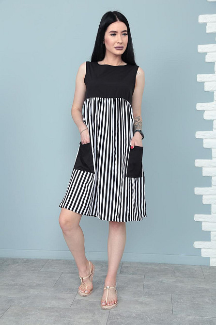 Сукня з завищеною талією "Band" оптом | Норма і батал | Розпродаж моделі Чорний, 42-44 Київ - фото 6