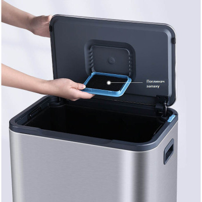 Контейнер для сміття JAH Soft Close З педаллю З внутрішнім відром Срібний металік 30 л (20264) Вінниця - фото 8