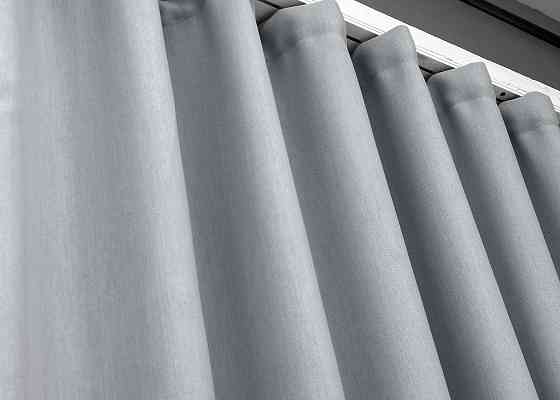 Двостороння шторна тканина блекаут з лляною фактурою, колекція “Scandi” колір сіро-блакитний 1899ш Київ