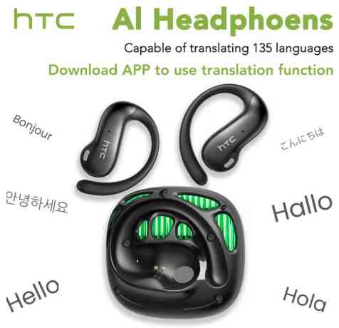 Спортивные bluetooth наушники HTC с AI-перекладывателем 134 языка NE30 Black Запорожье