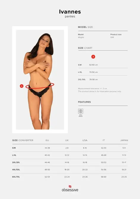 Напівпрозорі трусики з підвіскою Obsessive Ivannes panties black S/M, чорні Львов - изображение 7