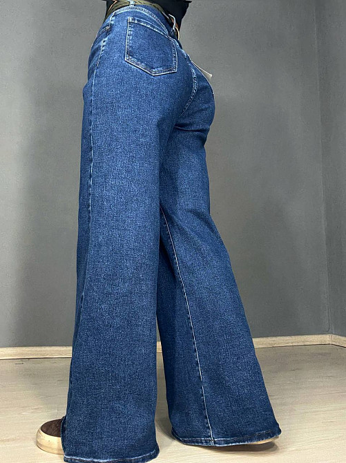Джинсы женские Derun 8199 палаццо широкие с ремнем синие, синий, 25, 25, 64 см, 96 см Киев - изображение 5