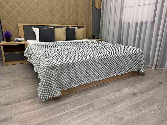 Плед-покривало Шахи 200х210 см (+-5см) Сірий з білим (87-040) Київ