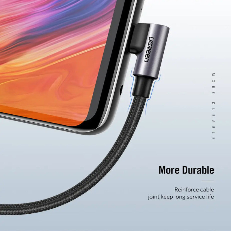 Кабель Ugreen USB 2.0 to Angled USB Type-C 3A US284 50940 (Черный, 0,5м) Миколаїв - фото 7