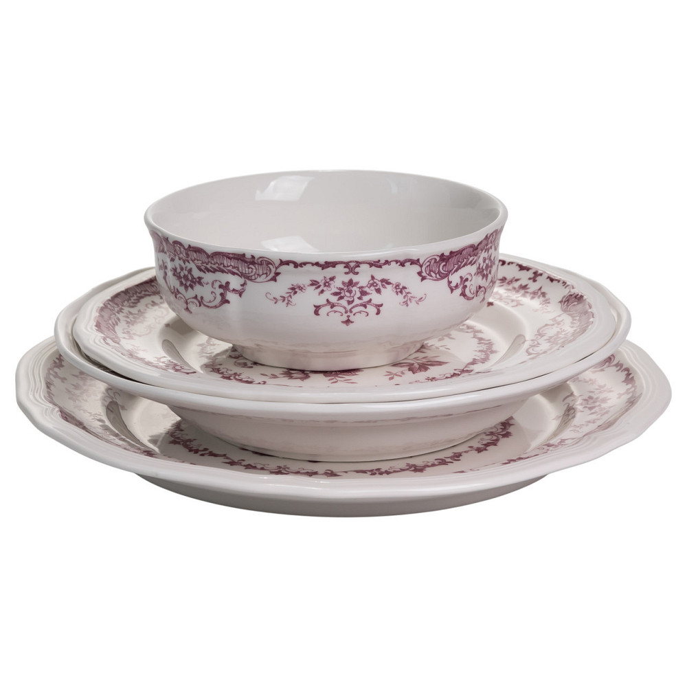 Столовий набір посуду тарілок 16 (шт) на 4 персони Bissi порцеляновий, обідній столовий сервіз тарілок Рожевий YY78-2A Київ - фото 3