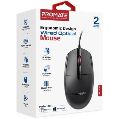 Мышка Promate CM-1200 USB Black (cm-1200.black) Винница - изображение 2