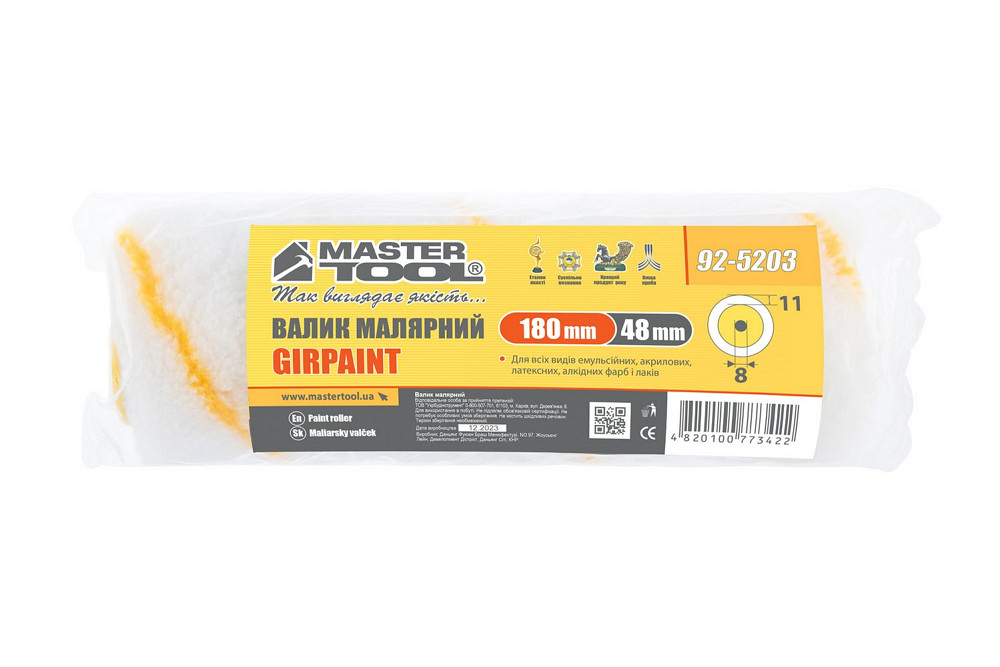 Валик малярський MASTERTOOL Girpaint 48/180/11 мм Ø 8 мм 92-5203 Коломыя - изображение 3