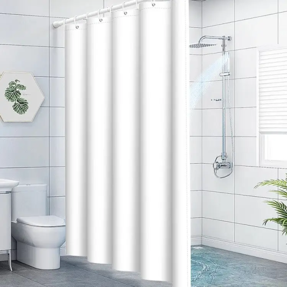 Шторка для ванної та душу кімнати 180х180 см Bathlux поліестр водонепроникна штора у ванну та душову кімнату, колір білий Кам'янець-Подільський