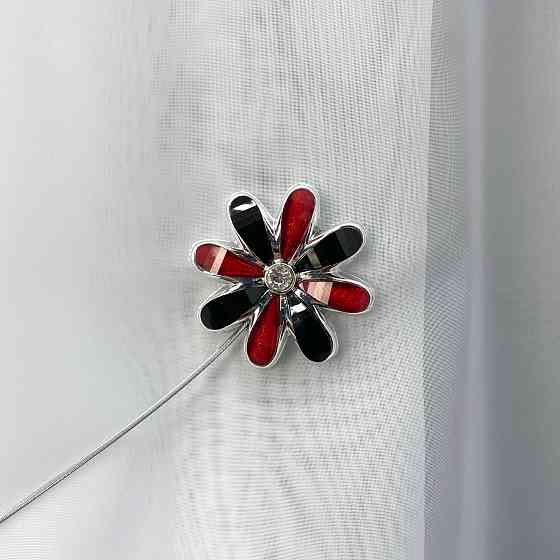 Магніти для штор та гардин "Квітка" набір 2 шт Червоний з чорним (81-253) Київ