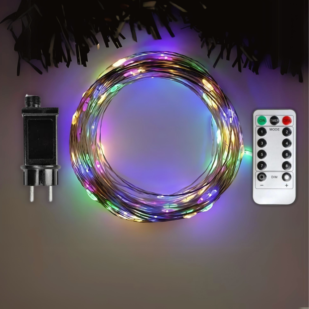 Гірлянда роса на зеленому проводі 30 метрів 300 лед Niki Light капля роси з режимами вулична гірлянда на пульті Мультиколор Київ - фото 1