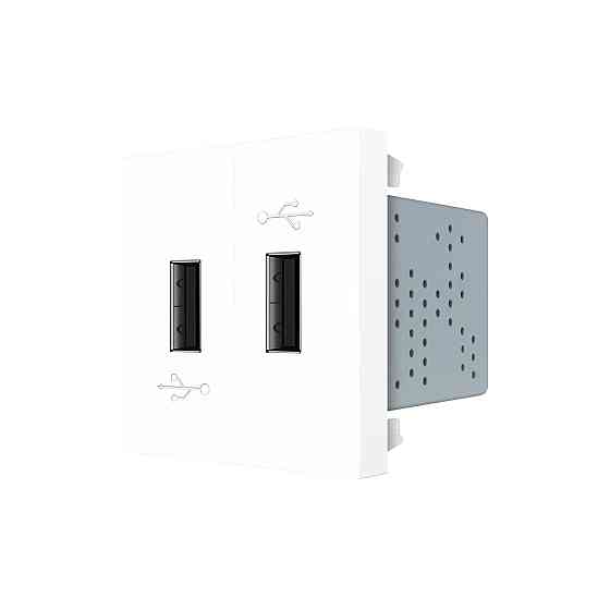 Подвійна розетка USB LIVOLO біла, з блоком живлення 2×USB-A 5V/2.1A, 2×10Вт, модуль (VL-FCUA-2WP) Коломыя