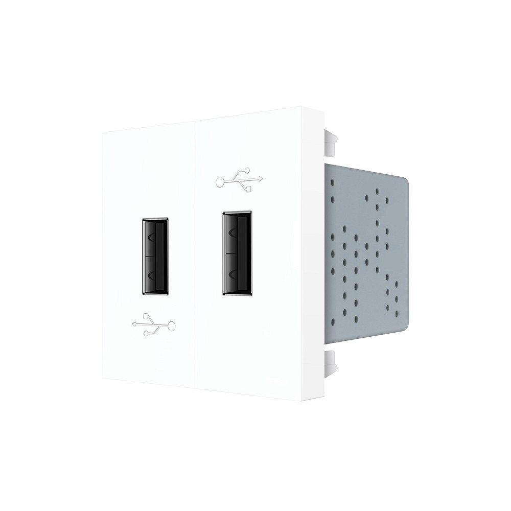 Подвійна розетка USB LIVOLO біла, з блоком живлення 2×USB-A 5V/2.1A, 2×10Вт, модуль (VL-FCUA-2WP) Коломыя - изображение 1